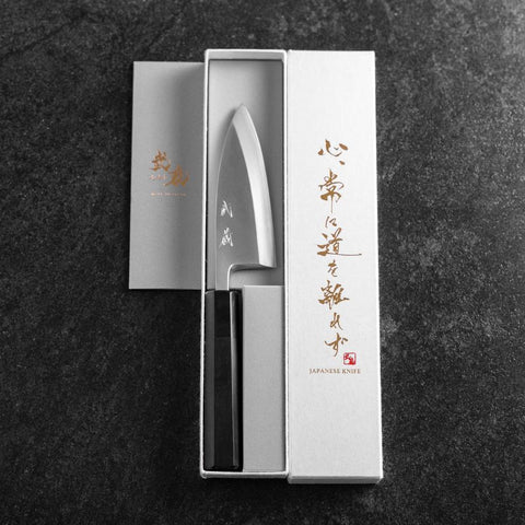 Deba White Steel #2 Polished Buffalo Ebony Handle 120mm