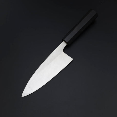 Deba White Steel #2 Kasumi Chokin Gold Sakura-Fuji Buffalo Ebony Handle 150mm