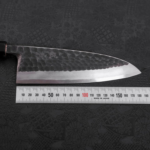 Deba White Steel #2 Kurouchi Tsuchime Buffalo Teak Handle 180mm