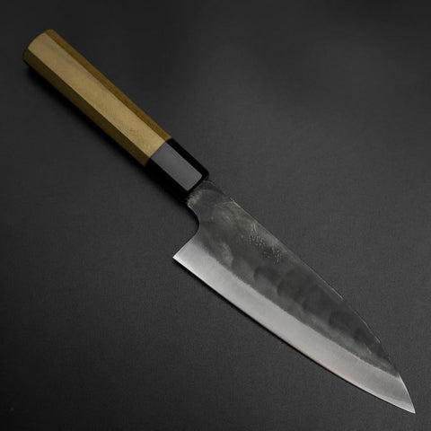 Funayuki Blue Steel #1 Stainless Clad  Kurouchi Buffalo Magnolia Handle 165mm