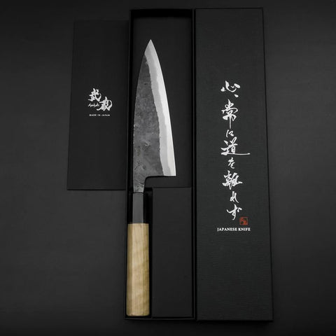 Funayuki Sabaki Blue Steel #1 Kurouchi Buffalo Magnolia Handle 160mm