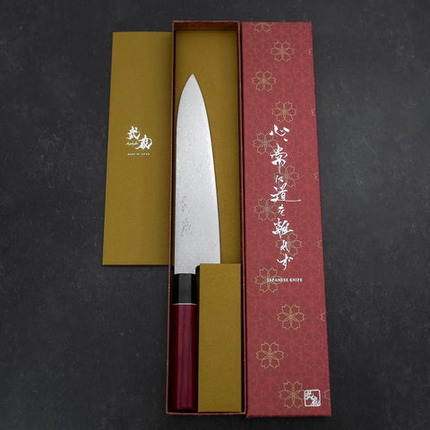 Gyuto AUS-10 Damascus Red Cherry Handle 210mm