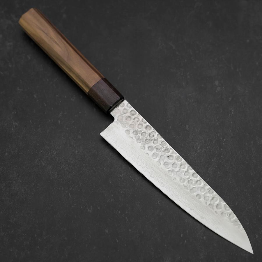 Gyuto AUS-10 Tsuchime Damascus Shitan Walnut Handle 180mm-[Musashi]-[Japanese-Kitchen-Knives]