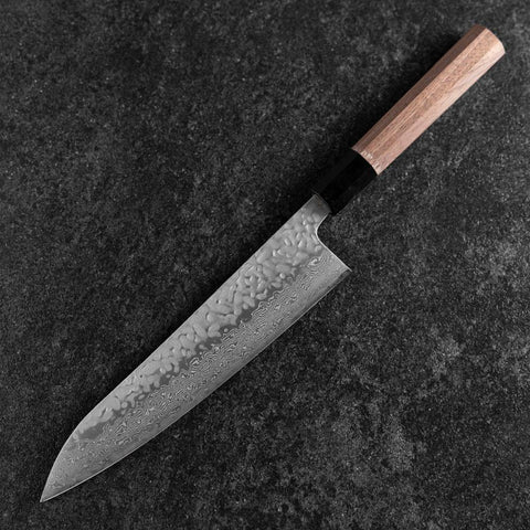 Gyuto AUS-10 Tsuchime Damas Manche en Noyer 210mm