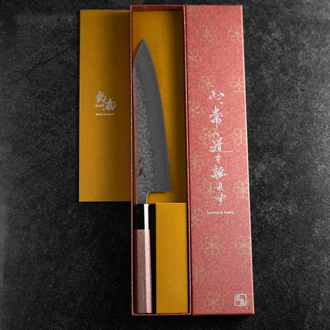 Gyuto AUS-10 Tsuchime Damas Manche en Noyer 210mm