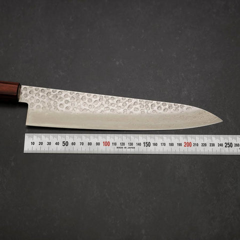 Gyuto AUS-10 Tsuchime Damascus Zelkova Handle 240mm