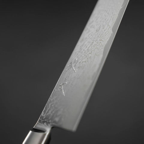 Gyuto AUS-10 Wave Nickel Damascus Western Brown Handle 210mm