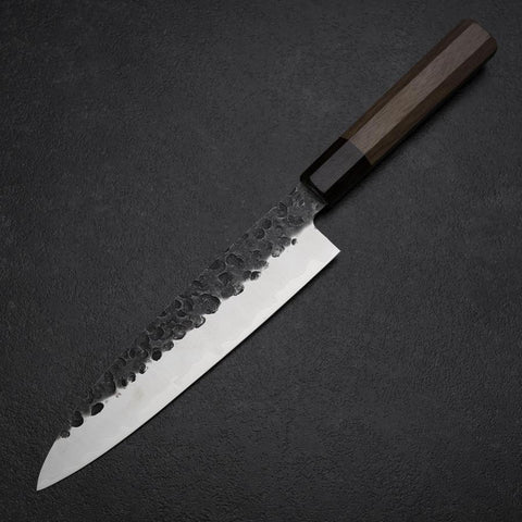 Gyuto AUS-8 Kurouchi Tsuchime Shitan Walnut Handle 200mm