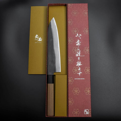 Gyuto Blue Steel #1 Kurouchi Stainless Clad Walnut Handle 210mm