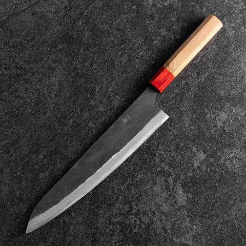 Gyuto Blue Steel #1 Kurouchi Walnut Red Handle 240mm