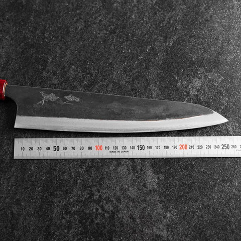 Gyuto Blue Steel #1 Kurouchi Walnut Red Handle 240mm