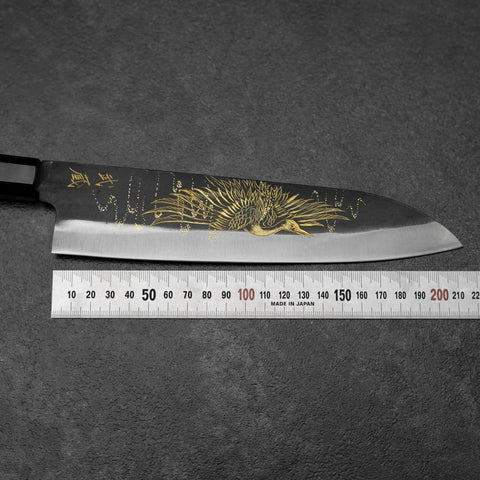 Gyuto Blue Steel #2 Kurouchi Chokin Crane Buffalo Ebony Handle 210mm