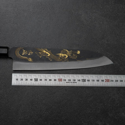 Gyuto Blue Steel #2 Kurouchi Chokin Dragon Buffalo Ebony Handle 210mm (Asamura)