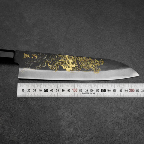 Gyuto Blue Steel #2 Kurouchi Chokin Dragon Buffalo Ebony Handle 210mm