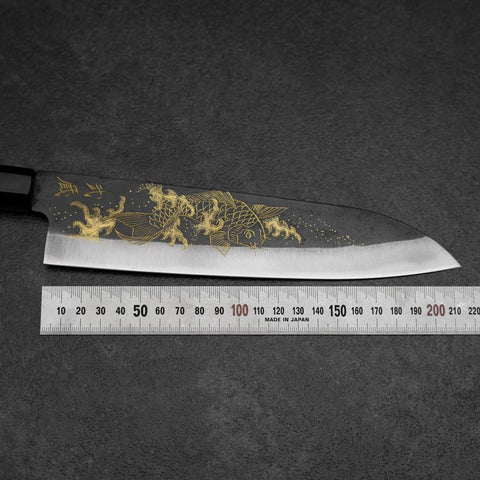 Gyuto Blue Steel #2 Kurouchi Chokin Koi Buffalo Ebony Handle 210mm
