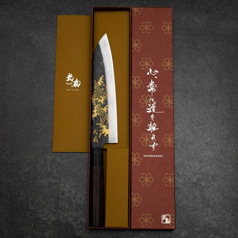 Gyuto Blue Steel #2 Kurouchi Chokin Koi Buffalo Ebony Handle 210mm