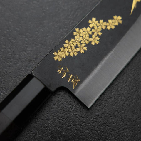 Gyuto Blue Steel #2 Kurouchi Chokin Sakura-Fuji Buffalo Ebony Handle 210mm (Asamura)