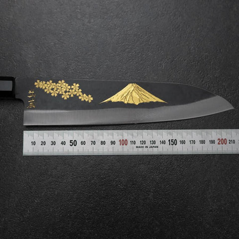 Gyuto Blue Steel #2 Kurouchi Chokin Sakura-Fuji Buffalo Ebony Handle 210mm (Asamura)