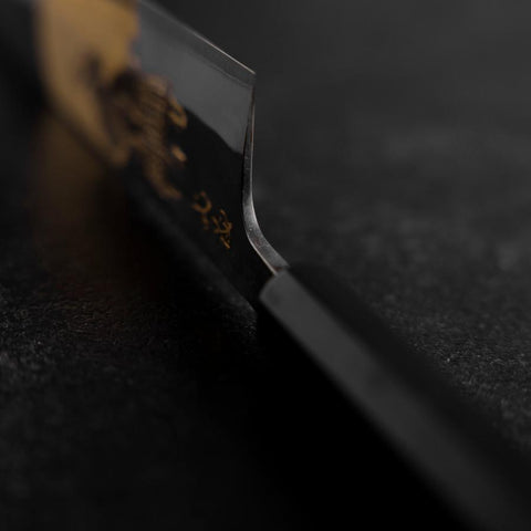 Gyuto Blue Steel #2 Kurouchi Chokin Samurai Full Moon Buffalo Ebony Handle 210mm (Asamura)