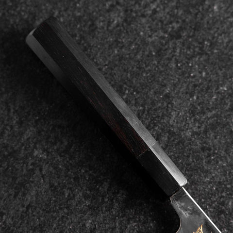 Gyuto Blue Steel #2 Kurouchi Chokin Samurai New-Moon Buffalo Ebony Handle 210mm (Asamura)