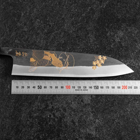 Gyuto Blue Steel #2 Kurouchi Chokin Ukiyo-E Buffalo Ebony Handle 210mm (Asamura)
