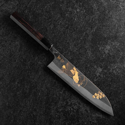 Gyuto Blue Steel #2 Kurouchi Chokin Ukiyo-E Buffalo Ebony Handle 210mm (Asamura)