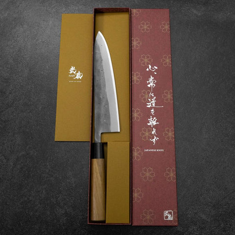 Gyuto Blue Steel #2 Nashiji Stainless Clad Yew Handle 210mm