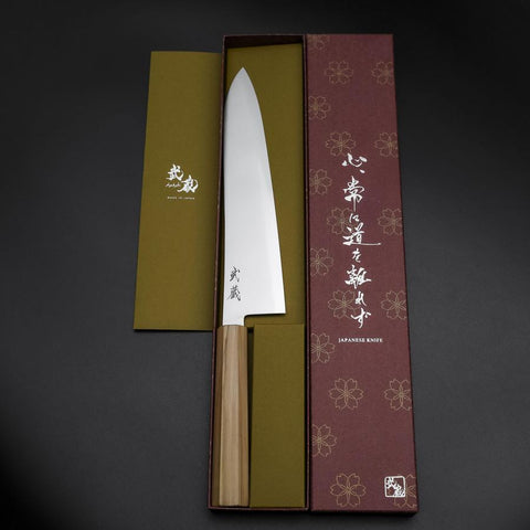 Gyuto Blue Steel #2 Polished Olive Handle 240mm