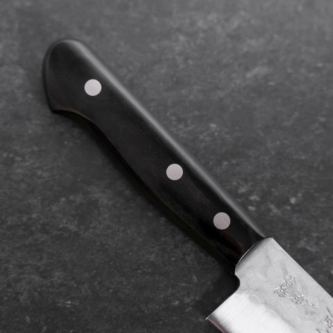 Gyuto Blue Steel #2 Stainless Clad Tsuchime Western Black Handle 180mm