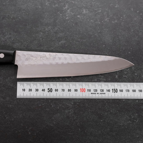 Gyuto Blue Steel #2 Stainless Clad Tsuchime Western Black Handle 180mm