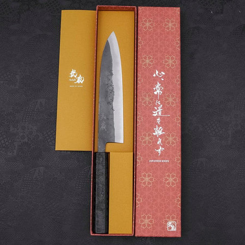 Gyuto Blue Steel #2 Kurouchi Black Ishime Urushi Handle 210M