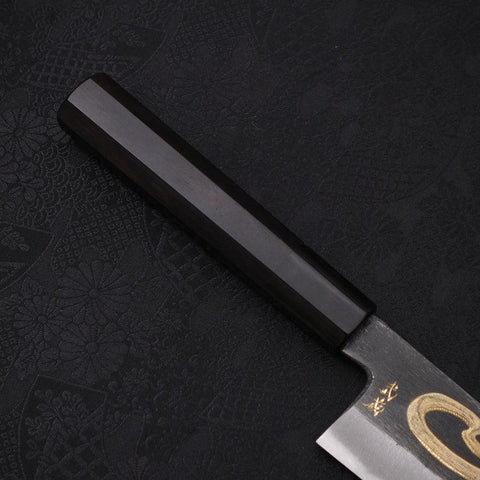 Gyuto Blue Steel #2 Kurouchi Chokin Snake-Sakura Buffalo Ebony Handle 210mm