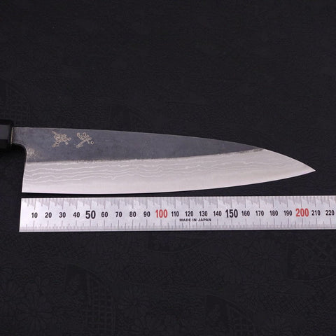 Gyuto Blue Steel #2 Kurouchi Damascus Buffalo Ebony Handle 210mm