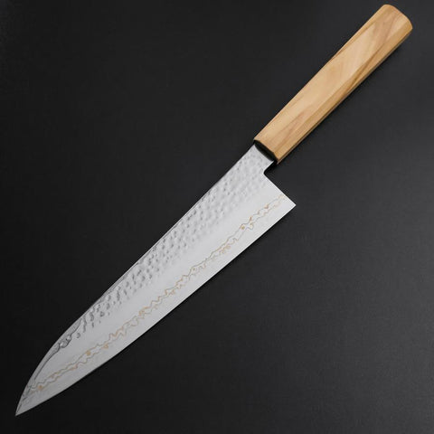 Gyuto SLD Nickel Tsuchime Colored Damascus Olive Handle 210mm Limited Edition