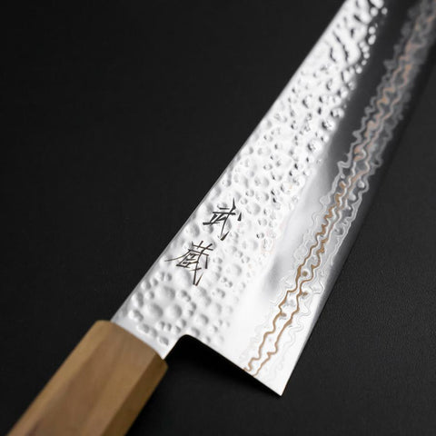 Gyuto SLD Nickel Tsuchime Colored Damascus Olive Handle 210mm Limited Edition