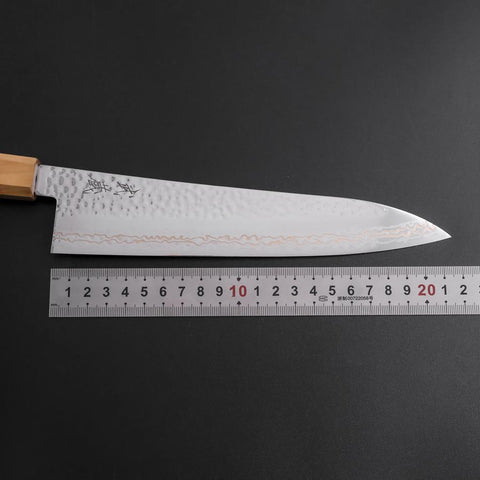 Gyuto SLD Nickel Tsuchime Colored Damascus Olive Handle 210mm Limited Edition