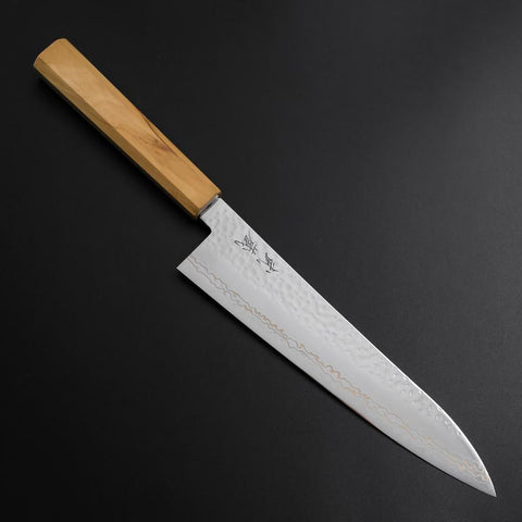 Gyuto SLD Nickel Tsuchime Colored Damascus Olive Handle 210mm Limited Edition