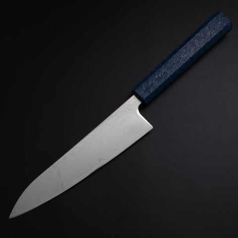 Gyuto SLD Wave Nickel Damascus Blue Urushi Handle 180mm
