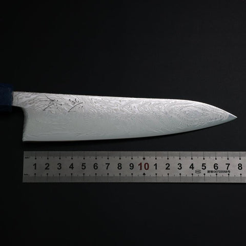 Gyuto SLD Wave Nickel Damascus Blue Urushi Handle 180mm