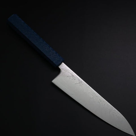 Gyuto SLD Wave Nickel Damascus Blue Urushi Handle 180mm