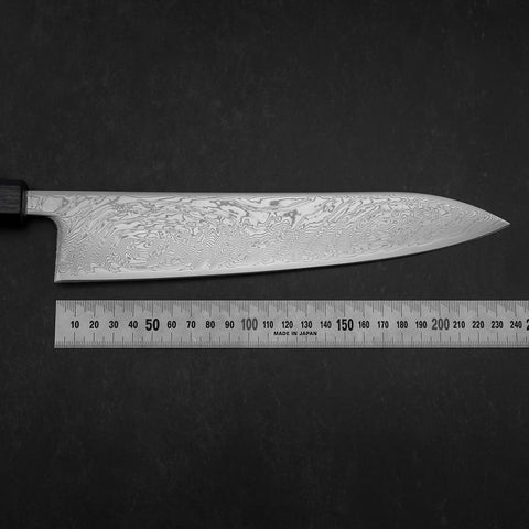 Gyuto SLD Wave Nickel Damascus Dark Blue Urushi Handle 240mm
