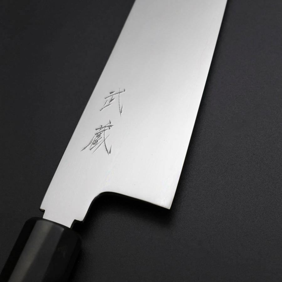 Gyuto Silver Steel #3 Mirror Honyaki Buffalo Ebony Handle 210mm
