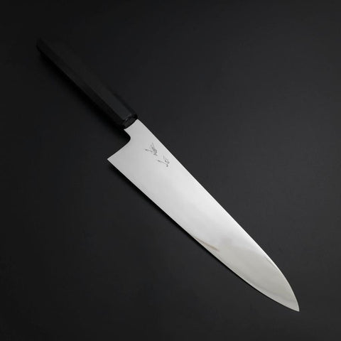Gyuto Silver Steel #3 Mirror Honyaki Buffalo Ebony Handle 240mm