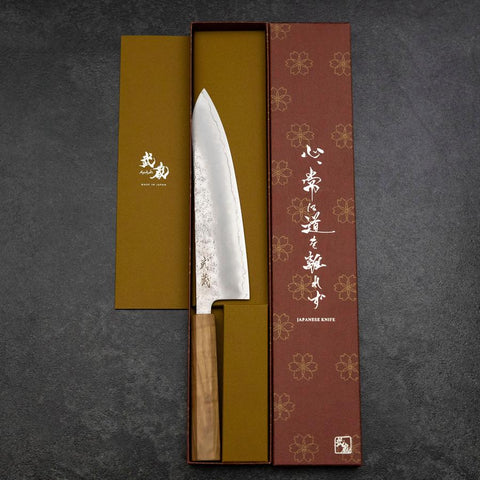 Gyuto Silver Steel #3 Nashiji Olive Handle 210mm