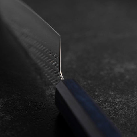 Gyuto Silver Steel #3 Nawame Damascus Dark Blue Urushi Handle 210mm