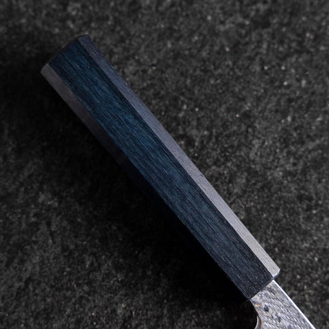 Gyuto Silver Steel #3 Nawame Damascus Dark Blue Urushi Handle 210mm