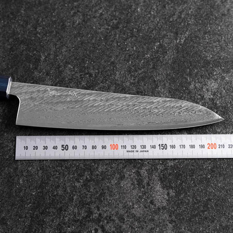 Gyuto Silver Steel #3 Nawame Damascus Dark Blue Urushi Handle 210mm