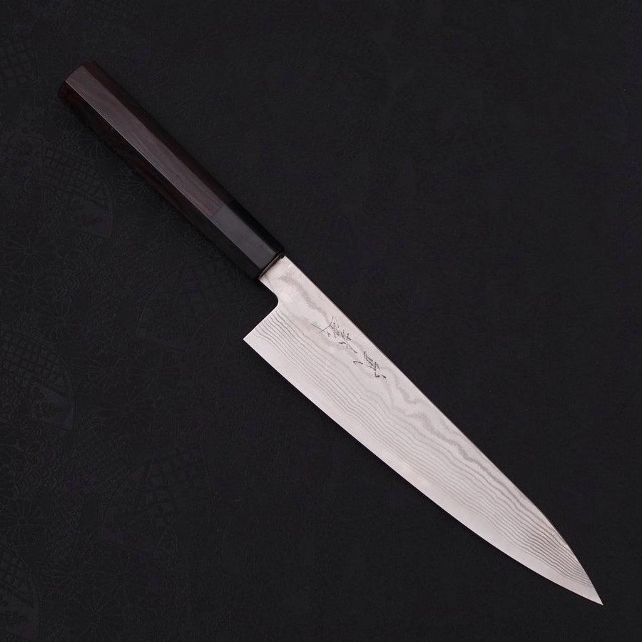 Gyuto Silver Steel #3 Nickel Damascus Buffalo Ebony Handle 210mm-[Musashi]-[Japanese-Kitchen-Knives]