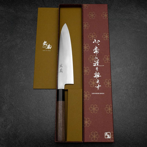 Gyuto Silver Steel #3 Polished Buffalo Walnut Handle 210mm