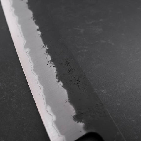 Gyuto Stainless Clad Blue Super Kurouchi Nashiji Green Urushi Handle 240mm